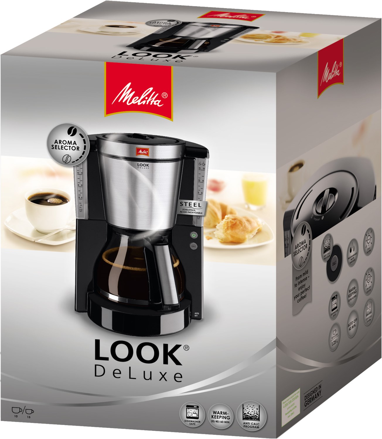 Melitta Look DeLuxe Filterkaffeemaschine mit Glaskanne schwarz