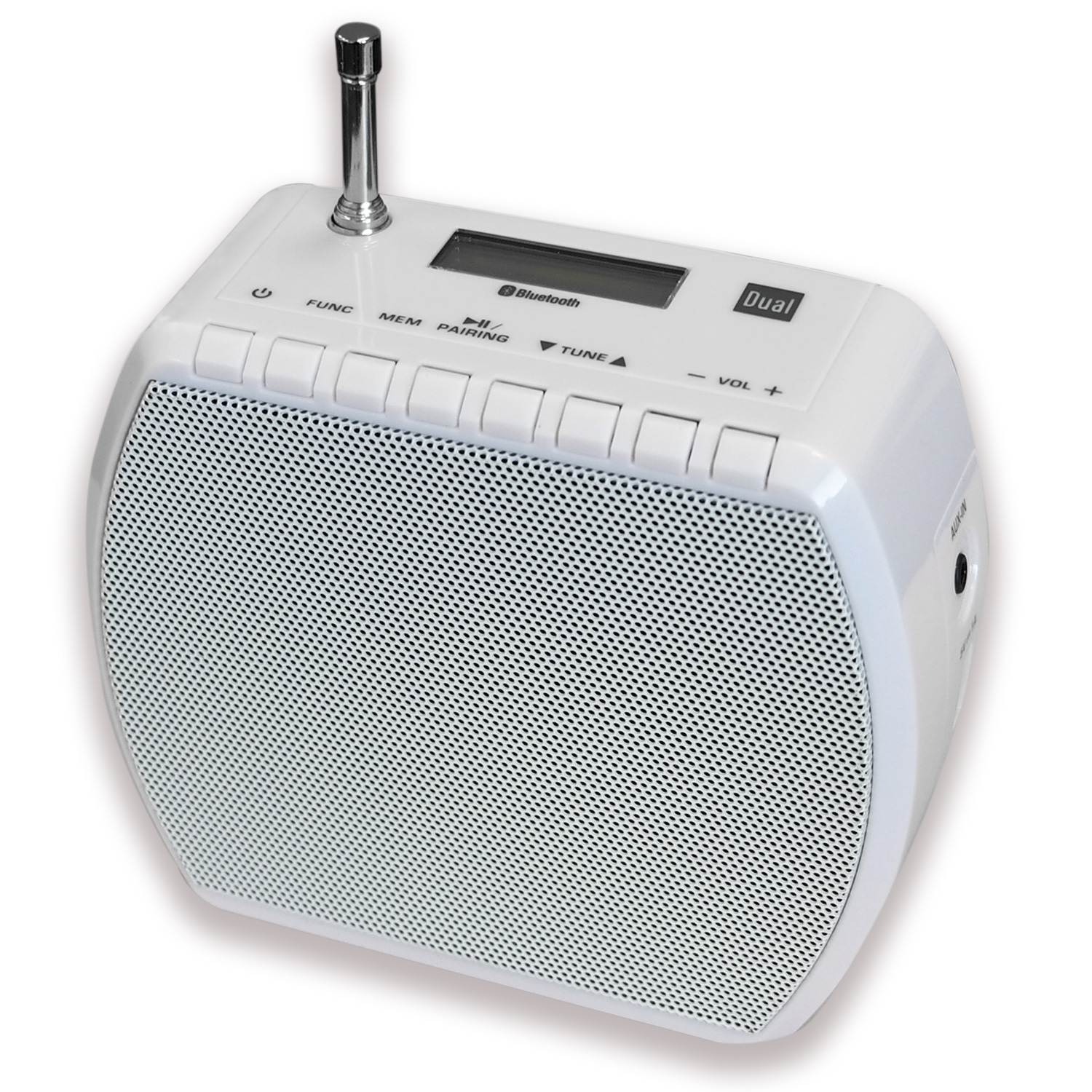 Dual STR 101 Steckdosenradio (UKW-Radio, Bluetooth für Audiostreaming, Akku-Betrieb) weiß
