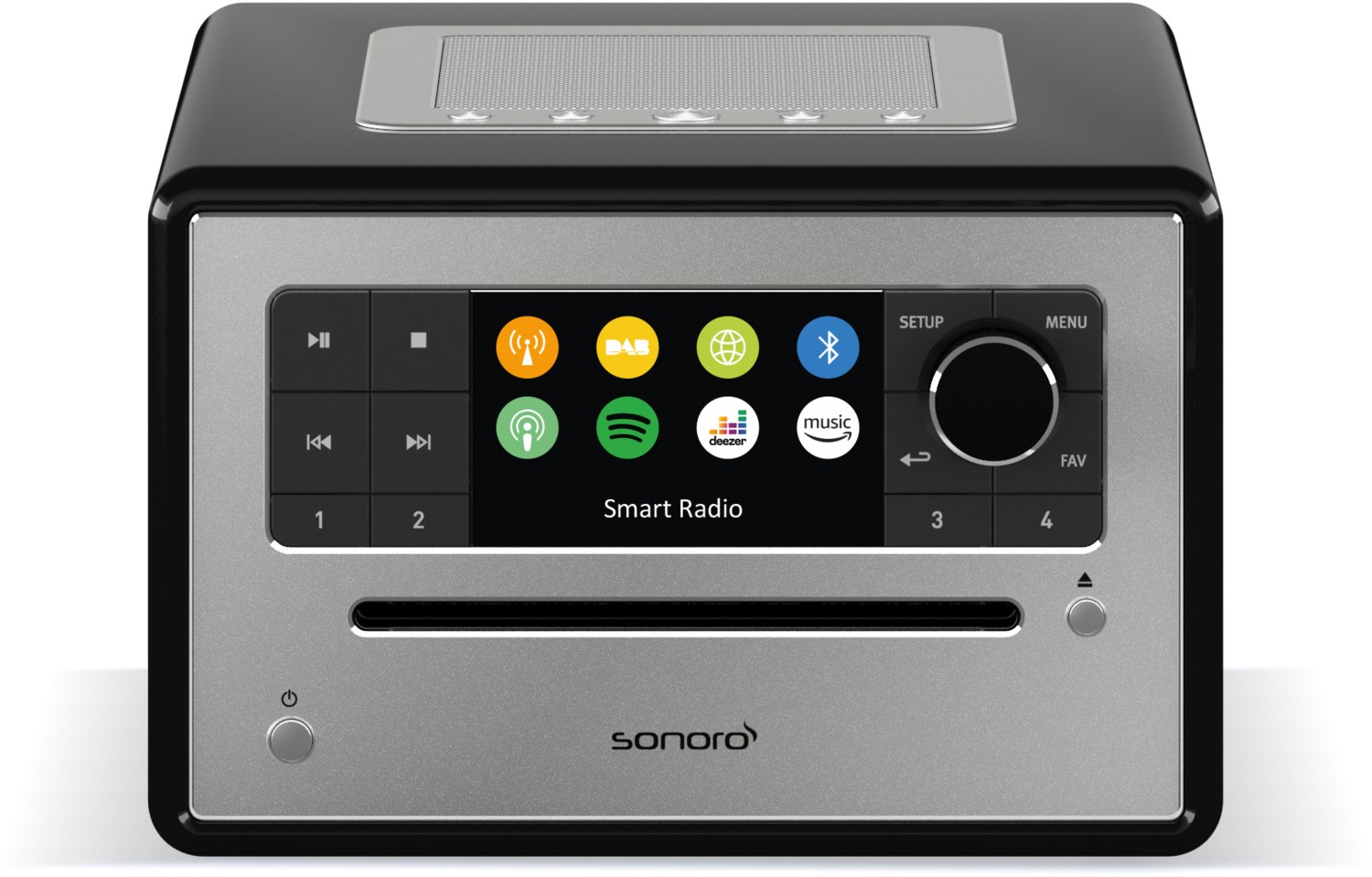 Sonoro Elite CD-Player mit Internetradio und Bluetooth schwarz hochglänzend - silber