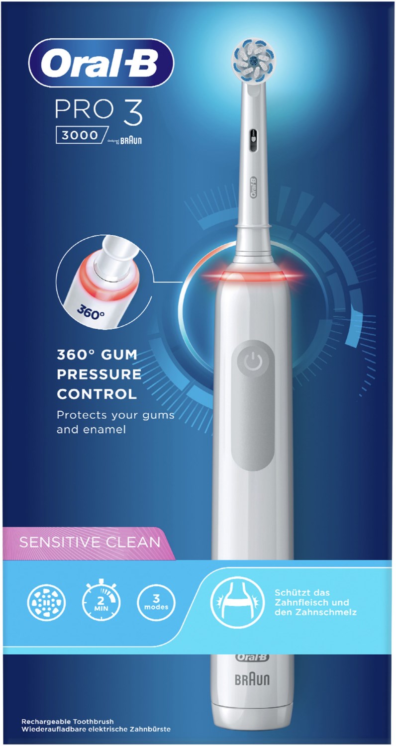 Oral-B Pro 3 3000 Sensitive Clean Elektrische Zahnbürste weiß