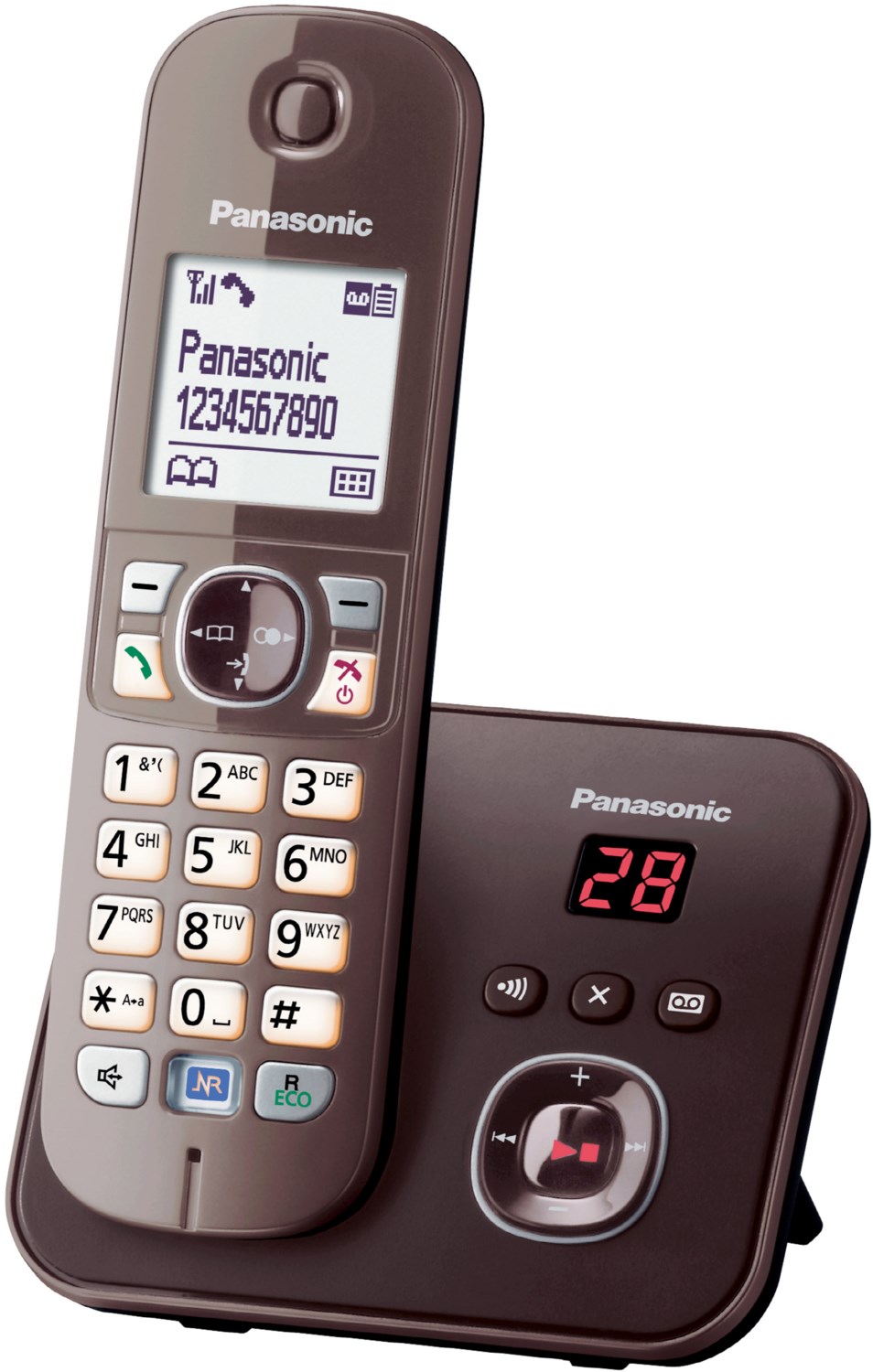 Panasonic KX-TG6821GA schnurloses Telefon mit Anrufbeantworter mocca-braun