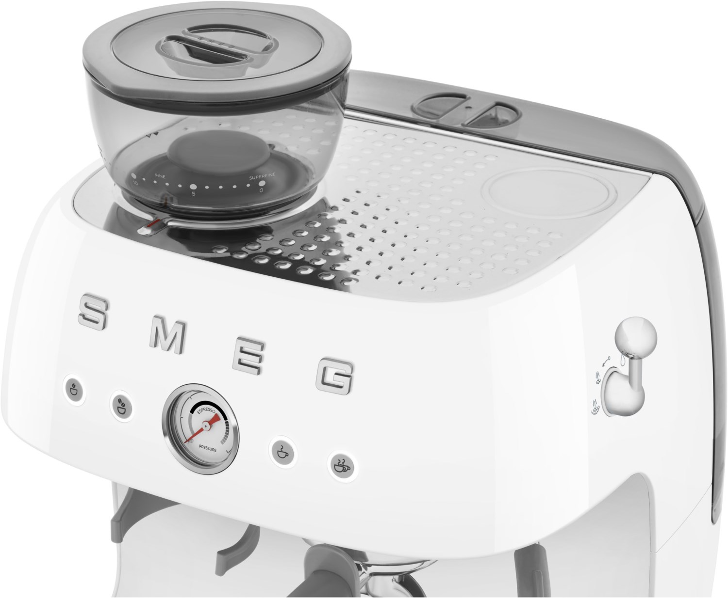 Smeg Espressomaschine EGF03WHEU mit integriertem Mahlwerk weiß