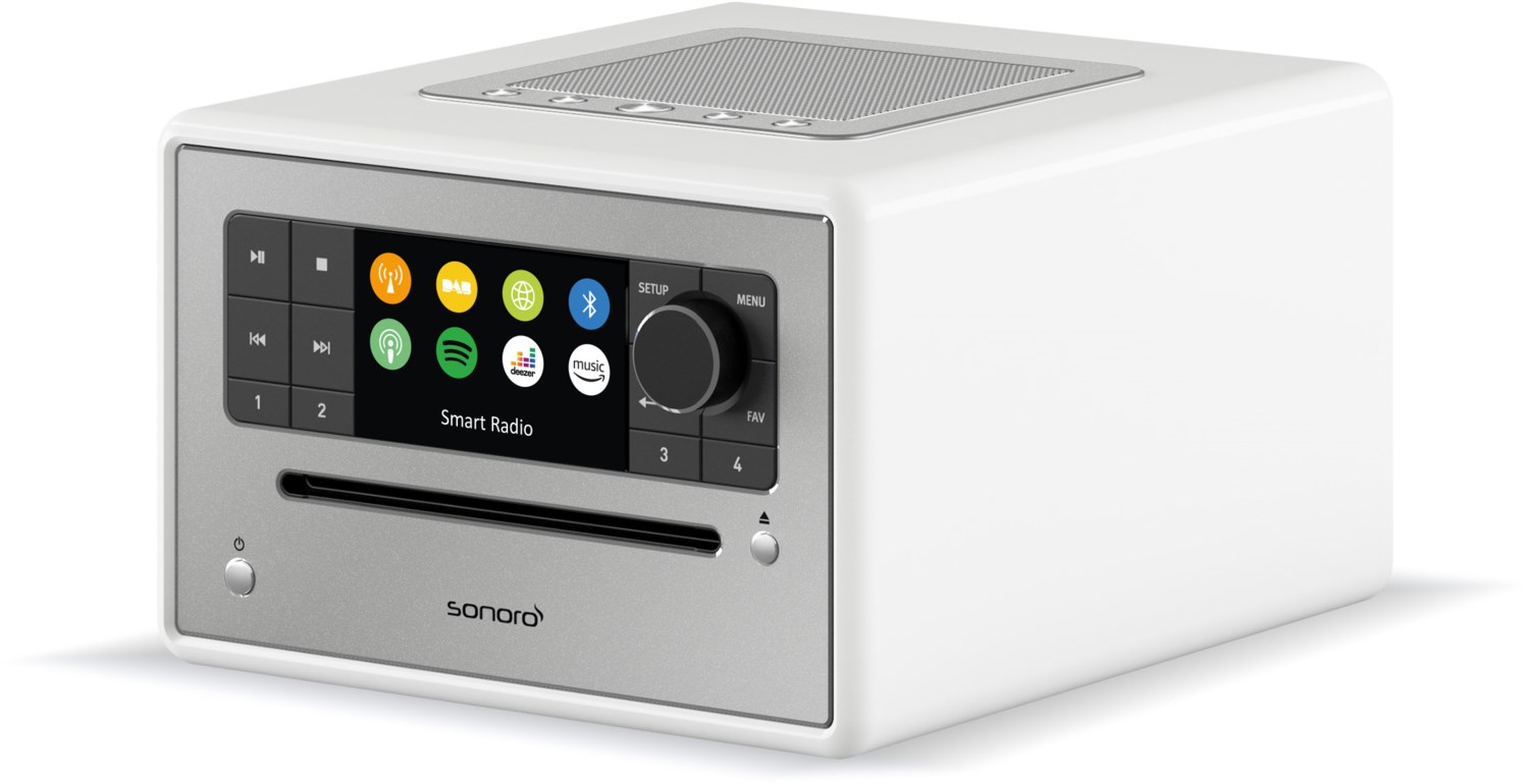 Sonoro Elite CD-Player mit Internetradio und Bluetooth weiß hochglänzend - silber
