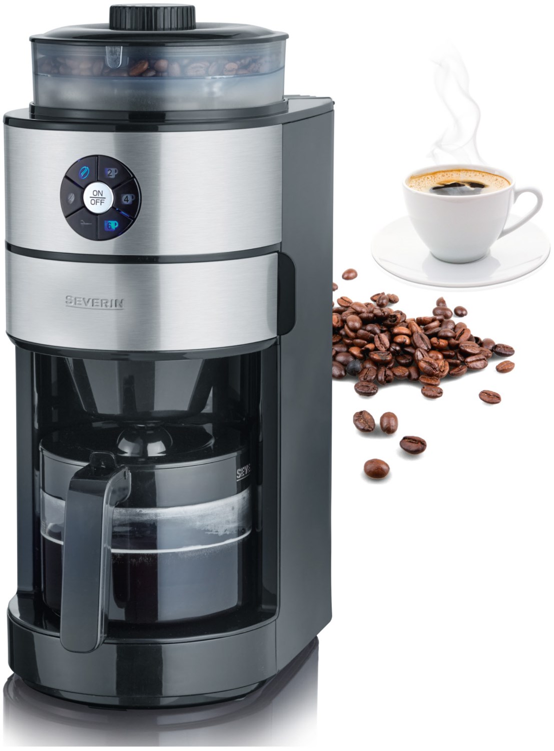 Severin KA4811 Kaffeeautomat mit integriertem Mahlwerk und Glaskanne