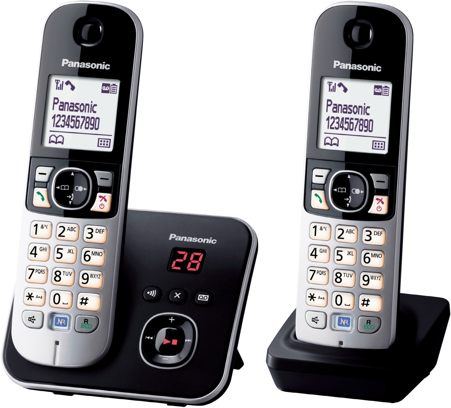 Panasonic KX-TG6822GB DECT schnurloses Telefon mit Anrufbeantworter schwarz