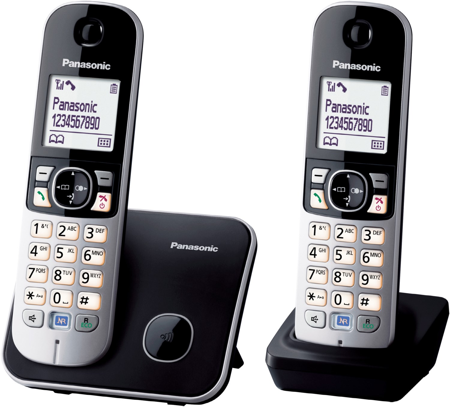 Panasonic KX-TG6812GB schnurloses Telefon Duo ohne Anrufbeantworter schwarz