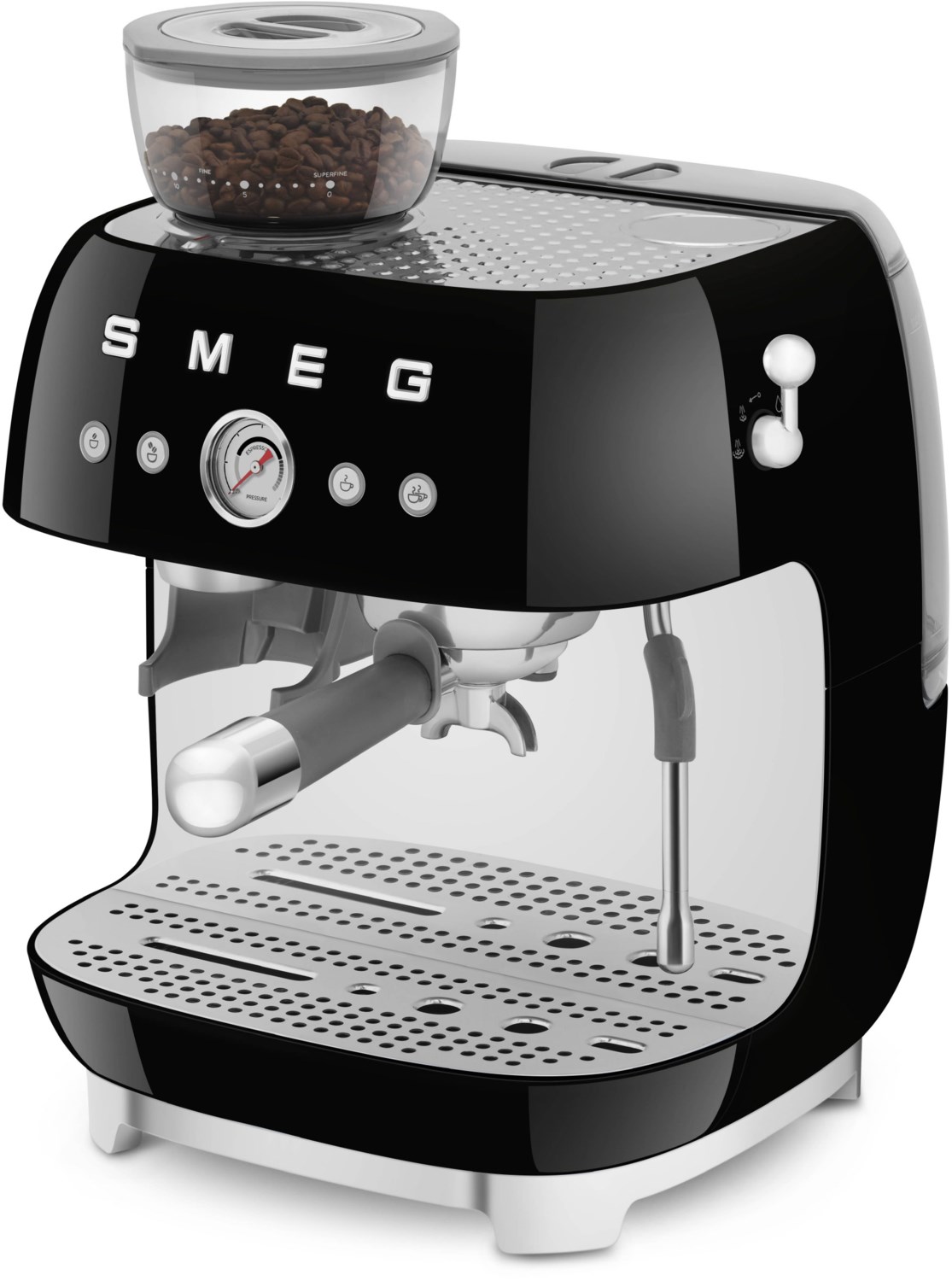 Smeg Espressomaschine EGF03BLEU mit integriertem Mahlwerk schwarz