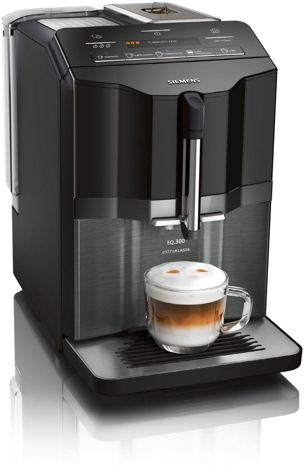 Siemens EQ 300 Kaffeevollautomat, extraKlasse Klavierlack schwarz