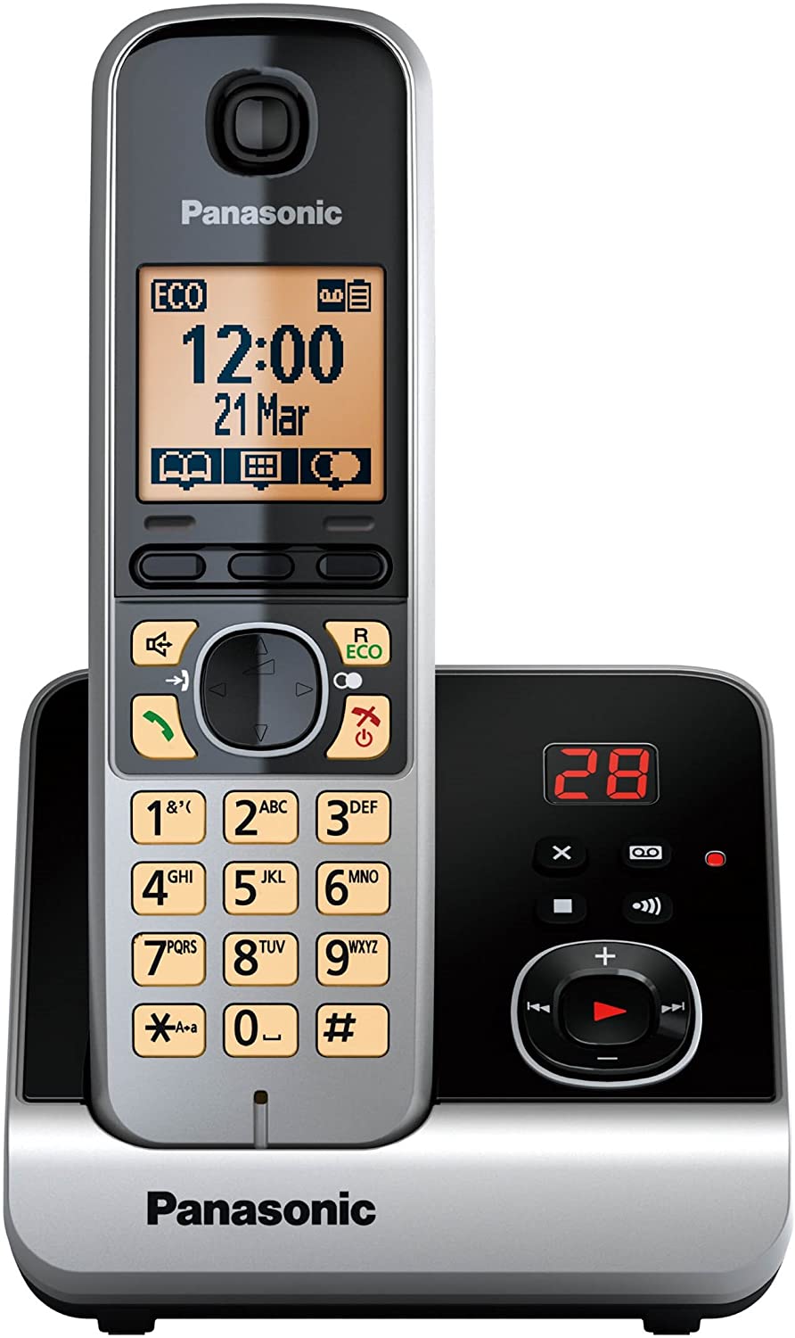 Panasonic KX-TG6721GB schnurloses Telefon mit Anrufbeantworter schwarz/silber
