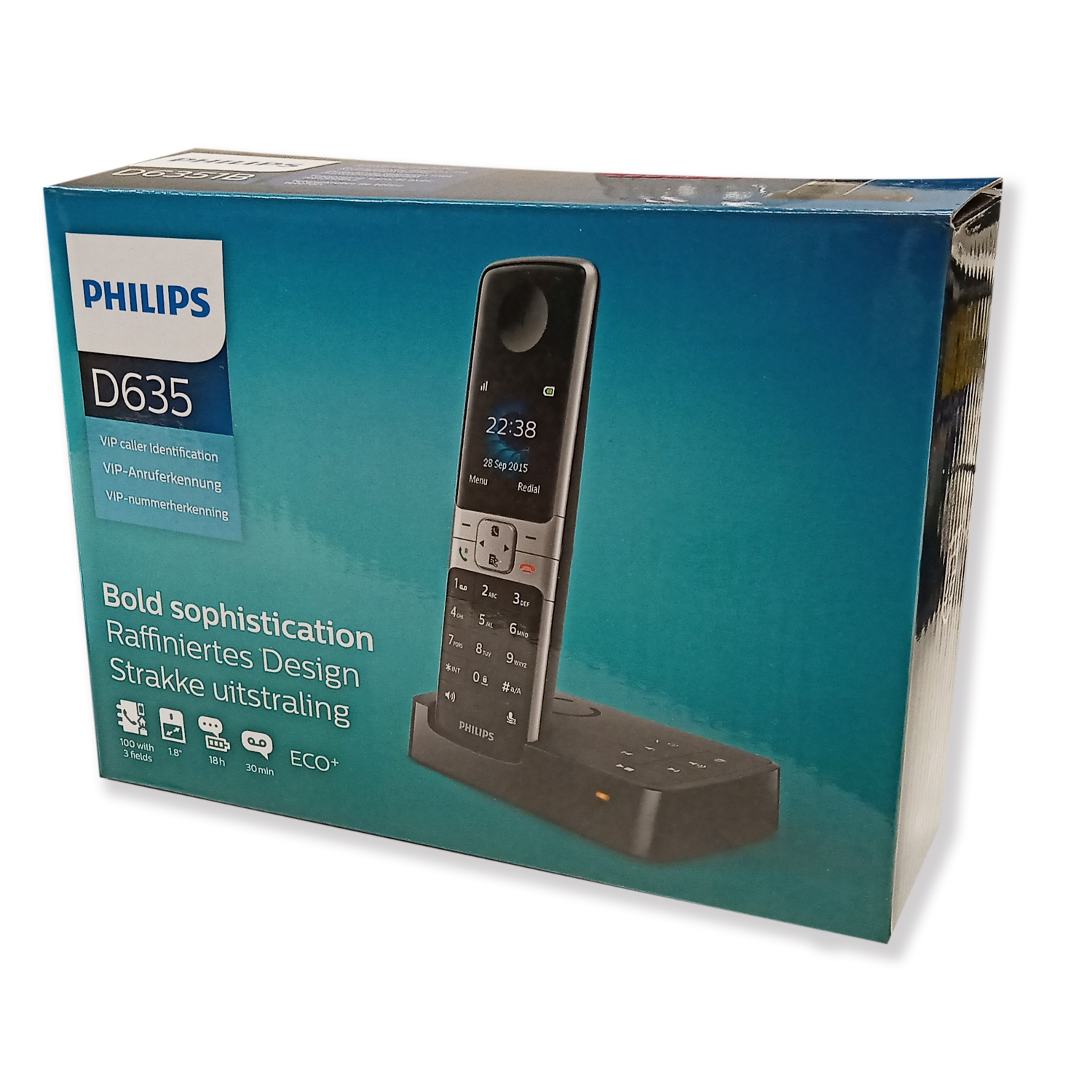 Philips D6351B/38 schnurloses Telefon mit Anrufbeantworter schwarz/silber