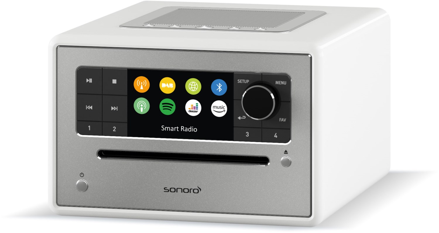 Sonoro Elite CD-Player mit Internetradio und Bluetooth weiß hochglänzend - silber