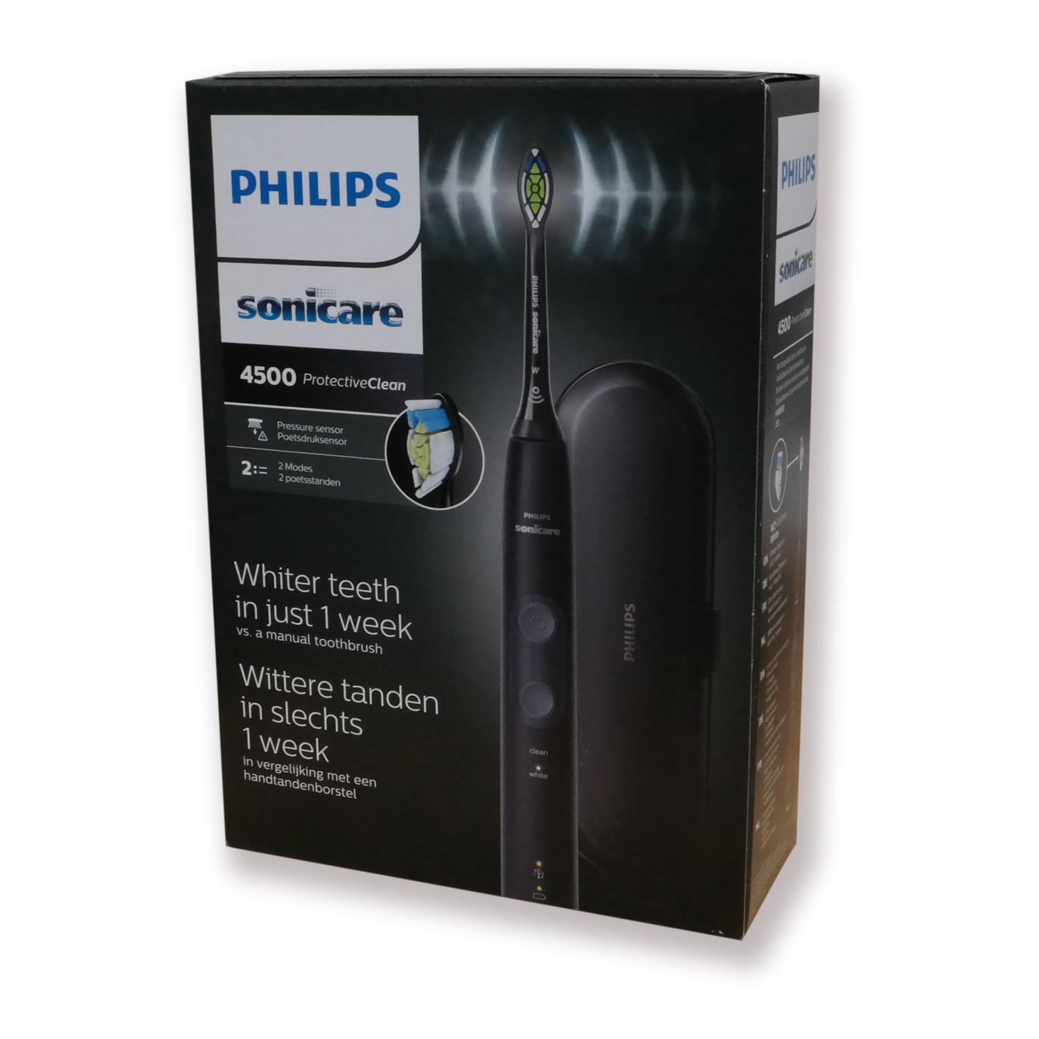 Philips Sonicare ProtectiveClean 4500 elektrische Zahnbürste HX6830/53 Schallzahnbürste, Reise-Etui schwarz