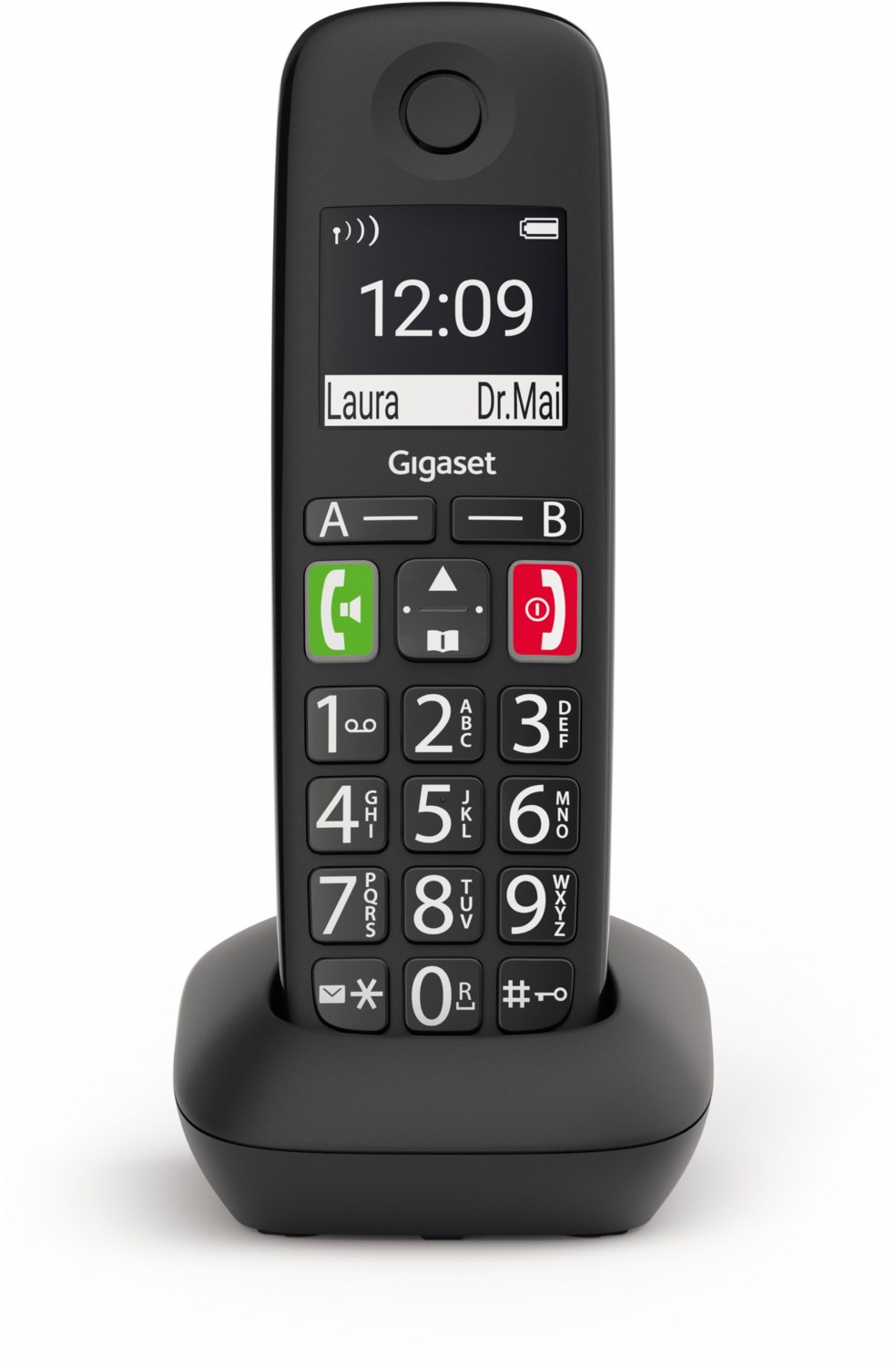 Gigaset E290HX DECT Mobilteil mit Ladeschale, Schnurloses Senioren Telefon schwarz