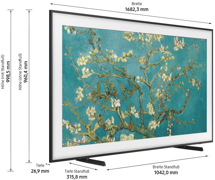 Samsung QLED-TV The Frame 75 Zoll (189 cm) carbon silber