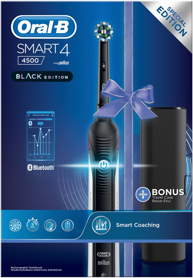 Braun Oral-B Smart 4 4500 Black Edition elektrische Zahnbürste - schwarz