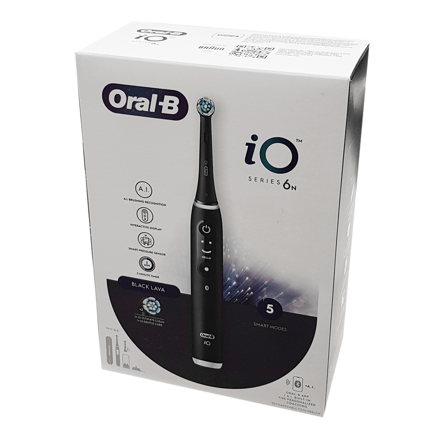 Oral-B iO 6N Elektrische Zahnbürste, Bluetooth, Reiseetui schwarz