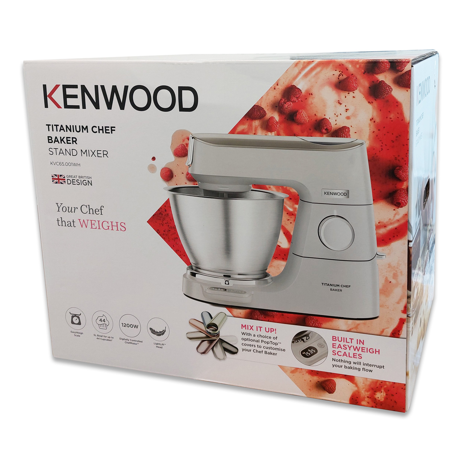 Kenwood KVC65.001WH Titanium Chef Baker Küchenmaschine, weiß